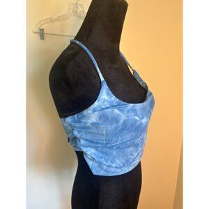 Halara Halter Top Tye Dye Blue Tie Open Back NWT